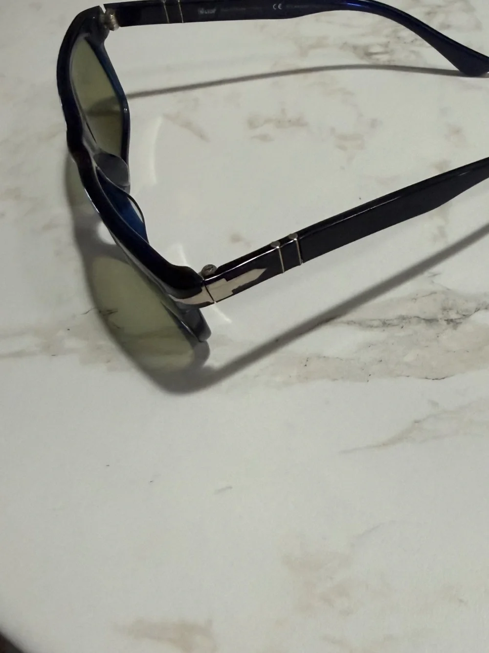 Persol Navy Blue Frame Sunglasses with Green Lenses